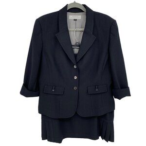 Tahari ASL Chevron Skirt Suit Black Chevron Pattern Women's 16